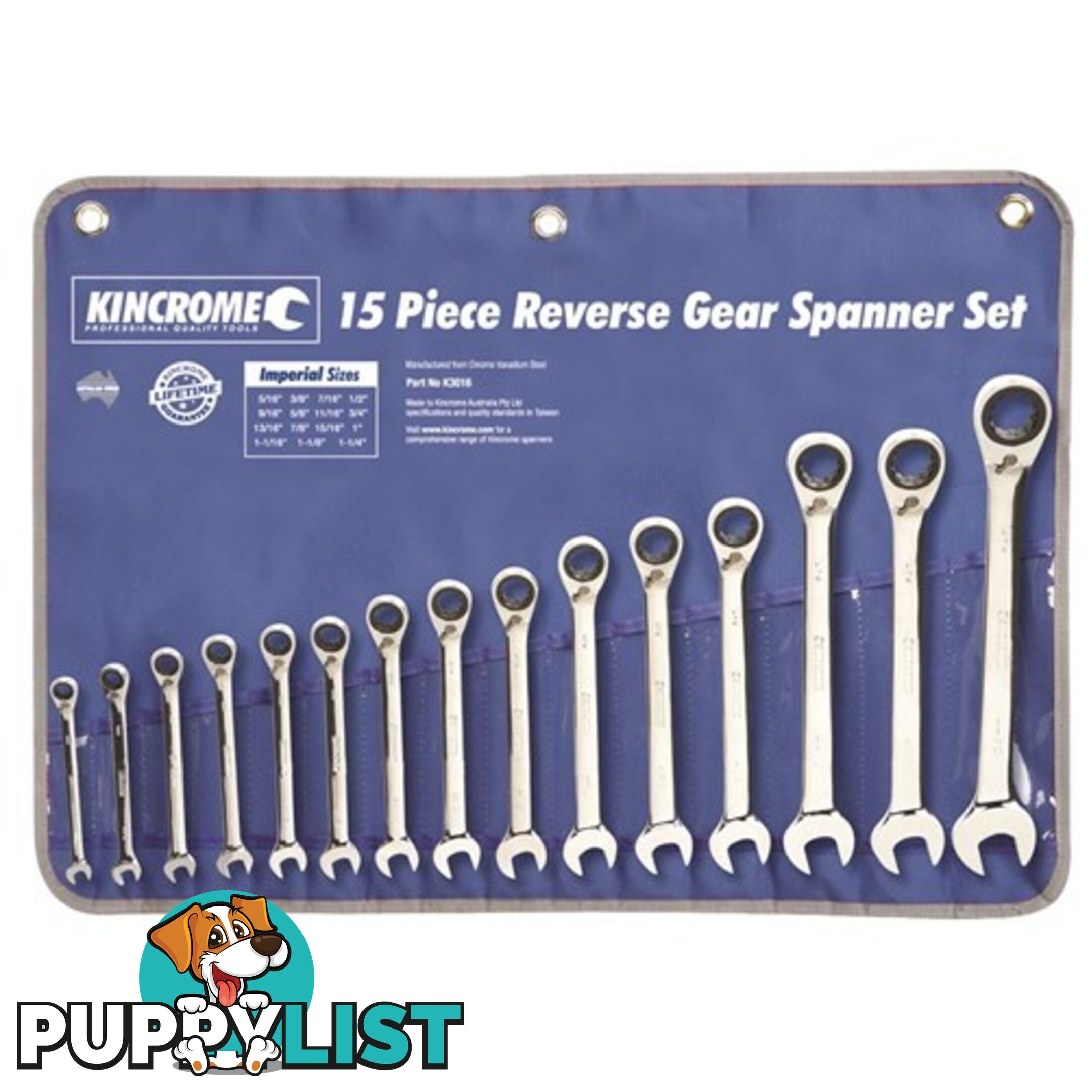 Combination Gear Spanner Set 15 Piece Kincrome K3015