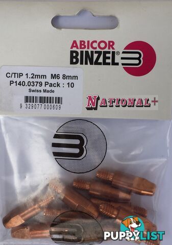 1.0mm Aluminium M6 8mm 28mm Binzel contact tip Pk:10 P141.0006