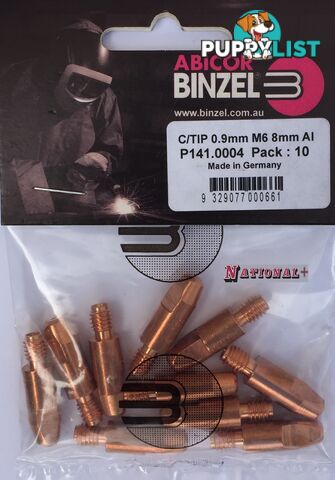 1.0mm Aluminium M6 8mm 28mm Binzel contact tip Pk:10 P141.0006