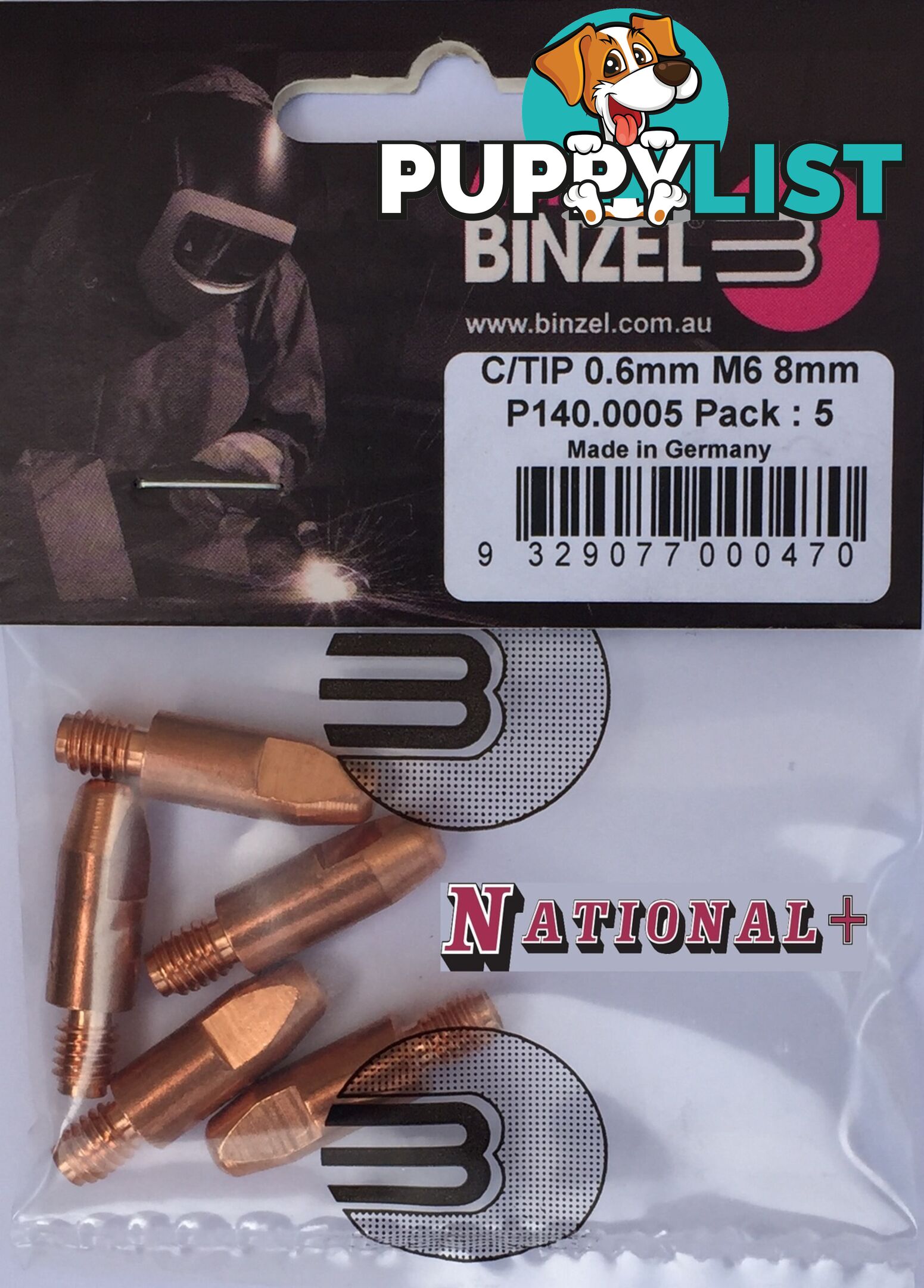 1.0mm Aluminium M6 8mm 28mm Binzel contact tip Pk:10 P141.0006