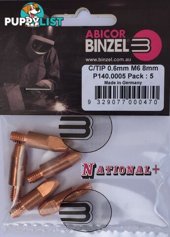 1.0mm Aluminium M6 8mm 28mm Binzel contact tip Pk:10 P141.0006