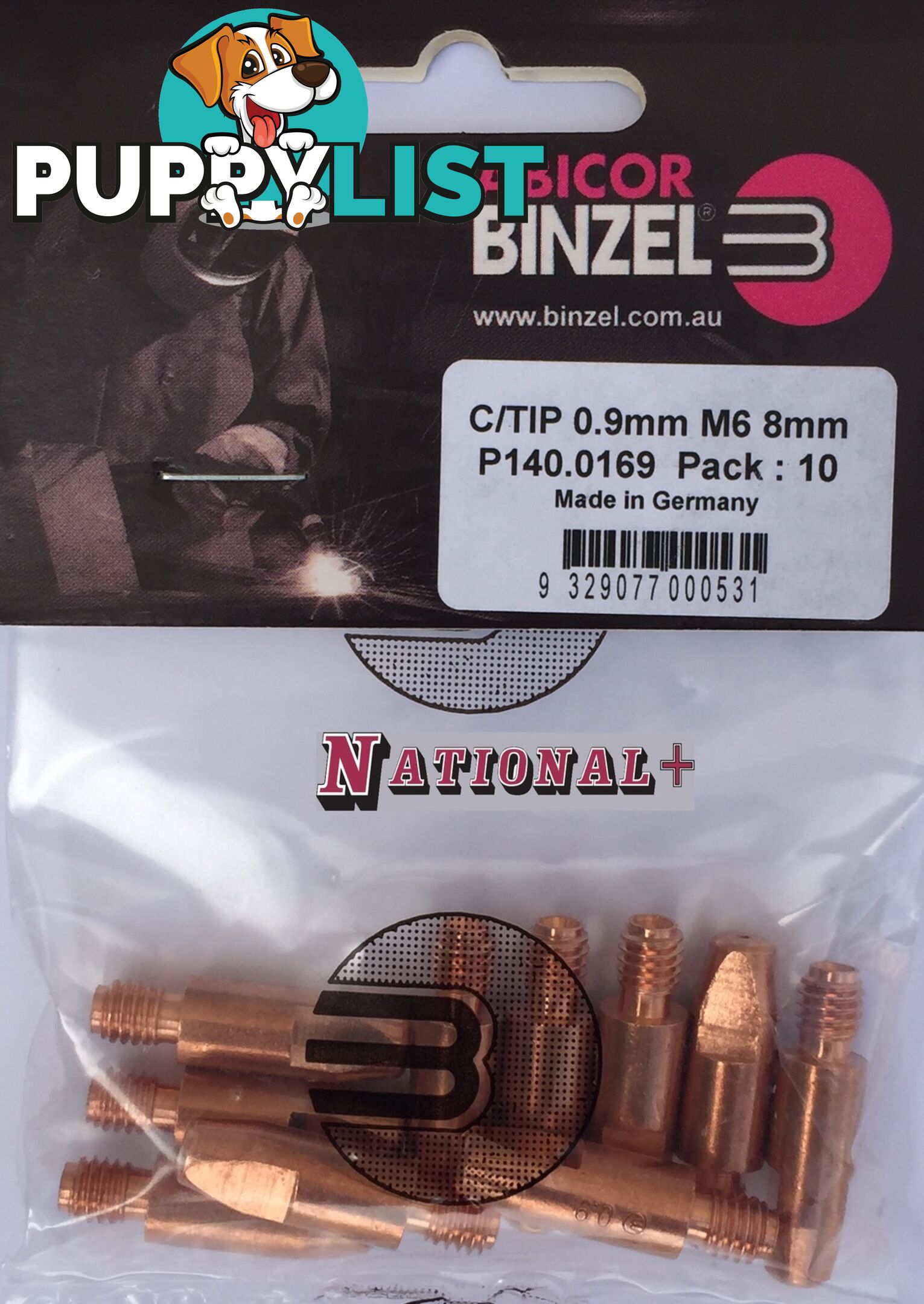 1.0mm Aluminium M6 8mm 28mm Binzel contact tip Pk:10 P141.0006