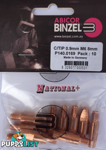 1.0mm Aluminium M6 8mm 28mm Binzel contact tip Pk:10 P141.0006