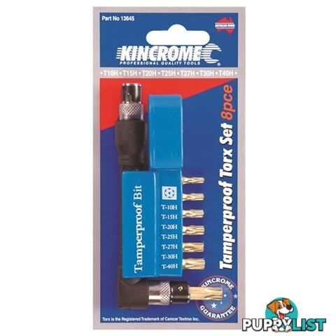 Tamperproof Torx Set 8 Piece 1/4'' Hex Drive Kincrome 13645