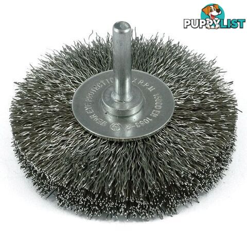 Crimp Wire Wheel Brush Stainless Steel High Speed 50mm X 17mm 1/4" Round Shank ITM TM7014-150