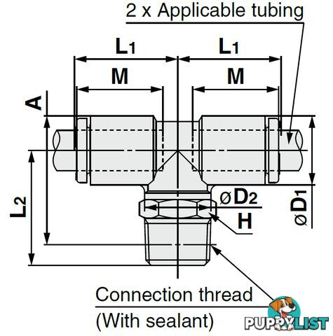 12mm Tees KQ2T12-04NS 12 x 1/2