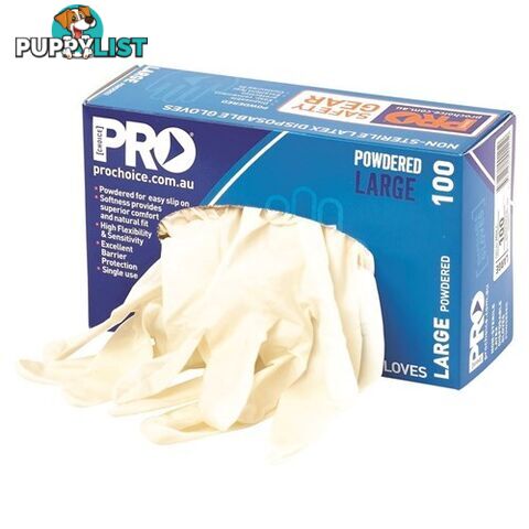 Disposable Latex Powered Gloves Pro Choice MDL Box Of 100