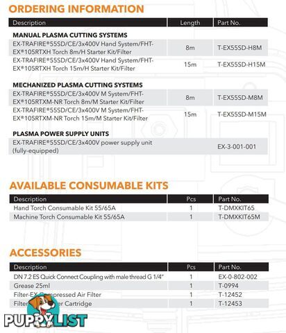 Plasma Cutter 55SD With 8 Metre Mechanized Torch Ex-Trafire EX55SD-M8M