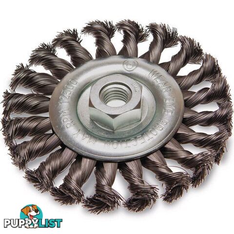 Twist Knot Wheel Brush Steel 85mm, 1/4" Round Shank ITM TM7003-085