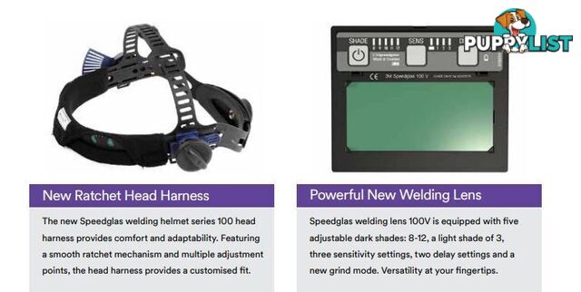 3M Speedglas 100 Series Graphic Auto Darkening Welding Helmet Motor 752920