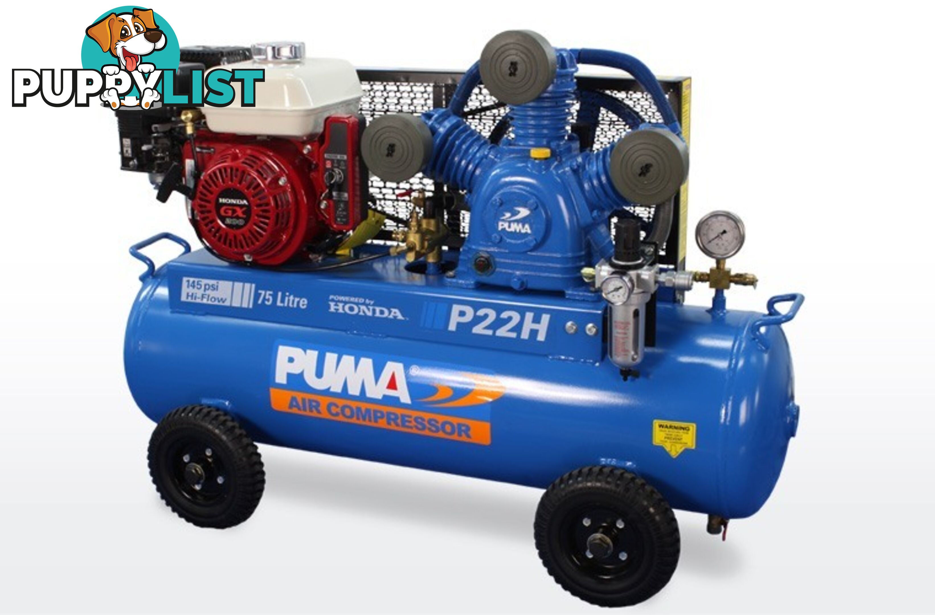 Air Compressor Electric Start 75 Litres Honda Petrol Puma PU P22H ES