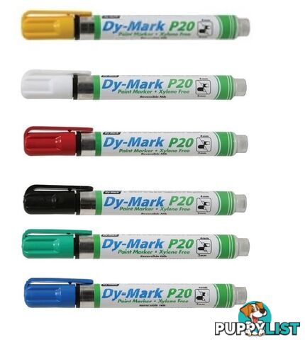 P20 Dy Mark Paint Marker - Black / Red / Blue / Green / Yellow & White