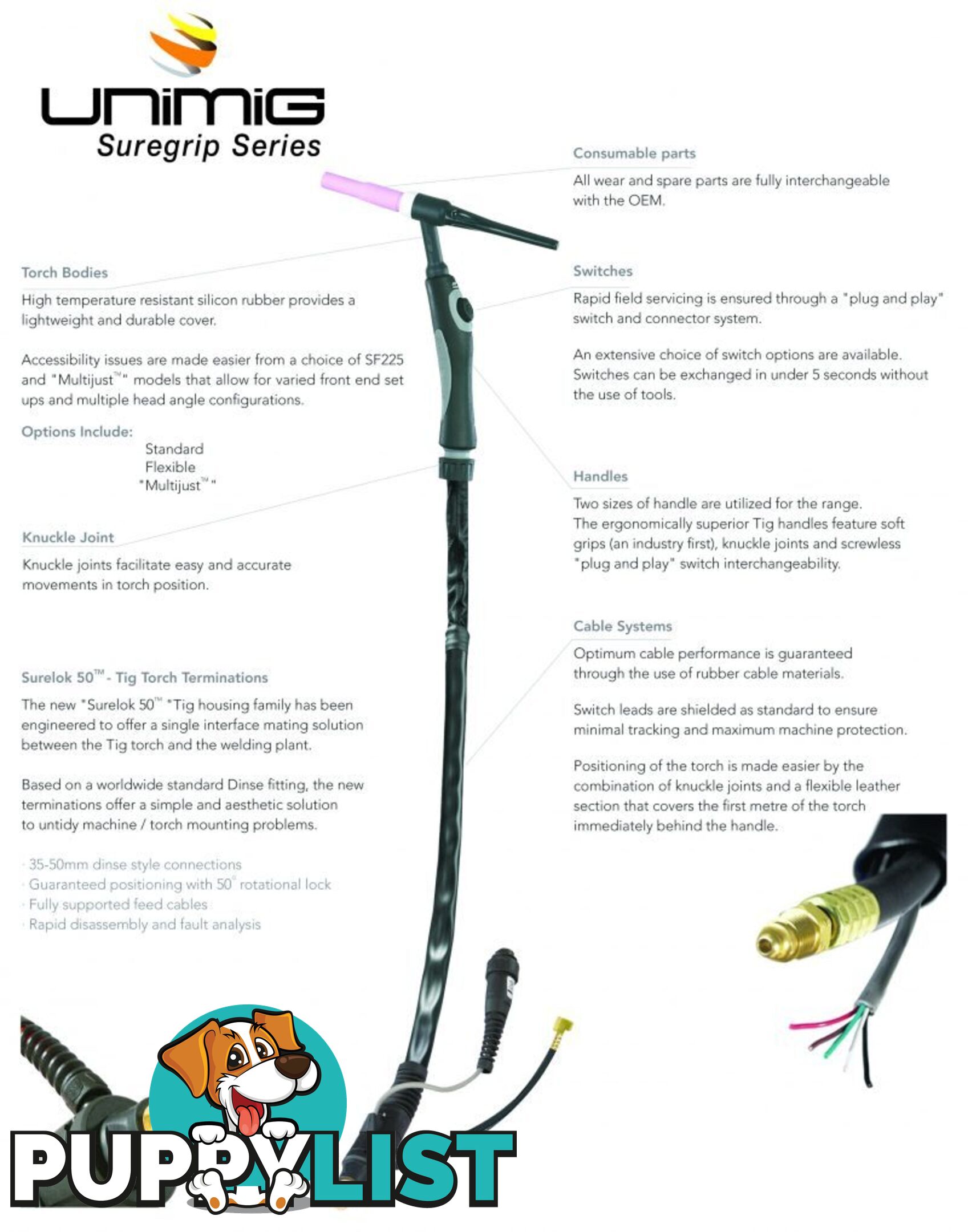 SR9 Suregrip Series Ergo TIG Torch Unimig SR-9