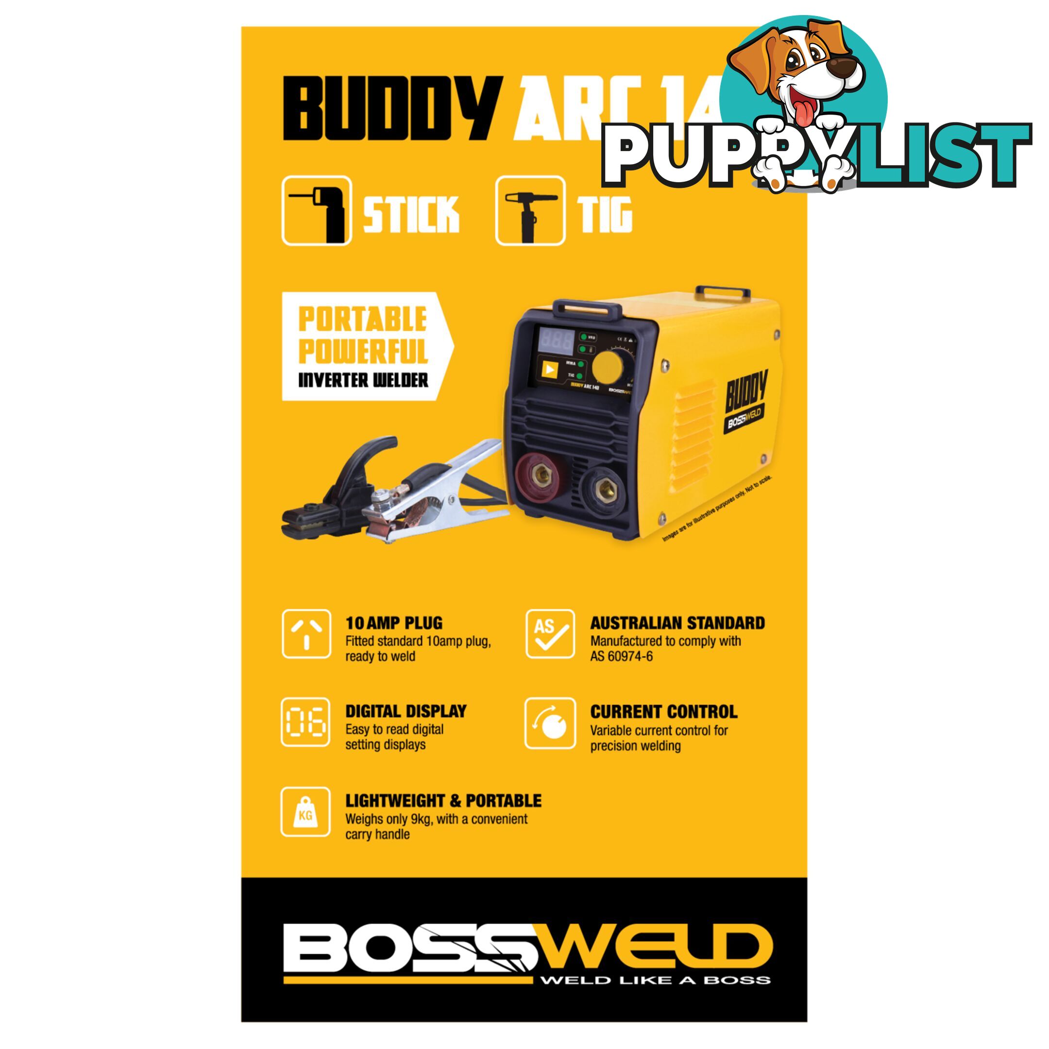 Buddy-Arc 140 DC Stick / Lift Tig welder Package Deal Bossweld 633110BUNDLE