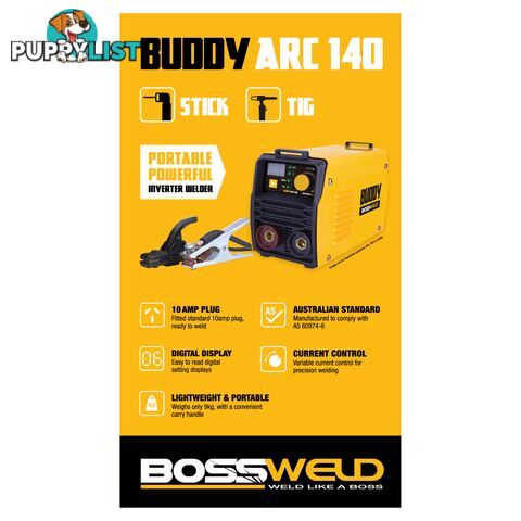 Buddy-Arc 140 DC Stick / Lift Tig welder Package Deal Bossweld 633110BUNDLE