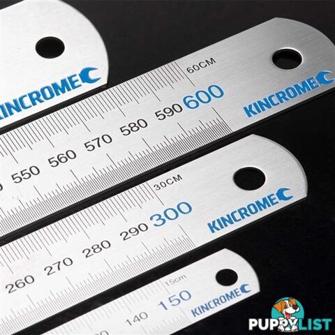 Stainless Steel Rule 4 Piece Set 150mm, 300mm, 600mm & 1000mm Metric Kincrome 64014