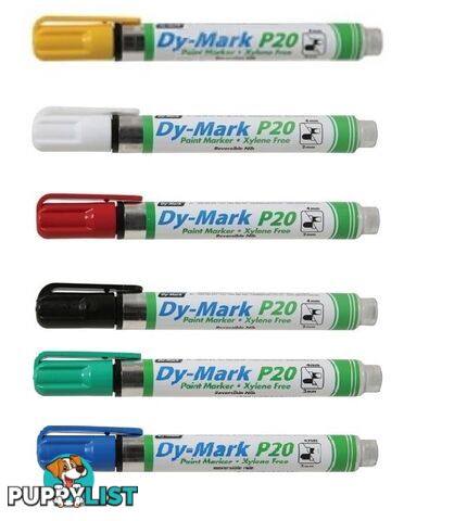 P20 Dy Mark Paint Marker - Black / Red / Blue / Green / Yellow & White