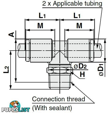 6mm TEES KQ2T06-03NS1 6 x 3/8