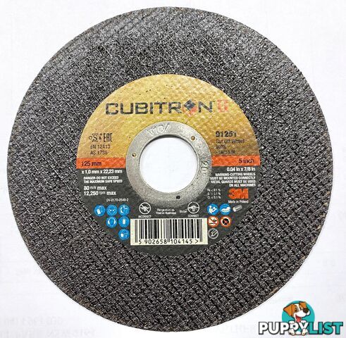 Cubitron II Cut-Off COW Wheels 125 x 1 x 22.23mm UU009069525-100 Pack of 100