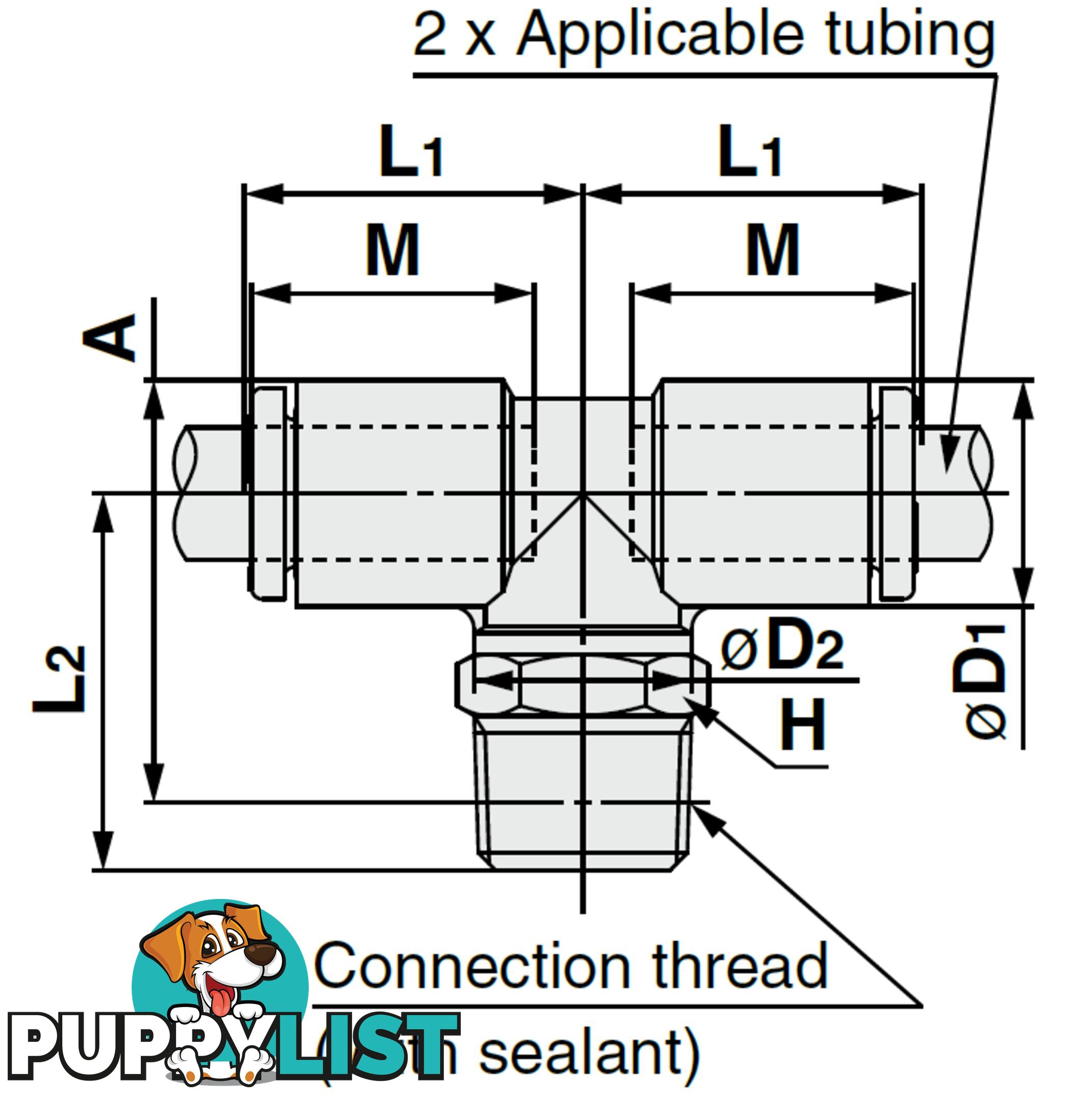 8mm TEES KQ2T08-02NS 8 x 1/4