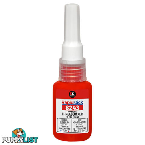 Rapidstick 8243 Threadlocker 10ml Medium Strength Oil Resist