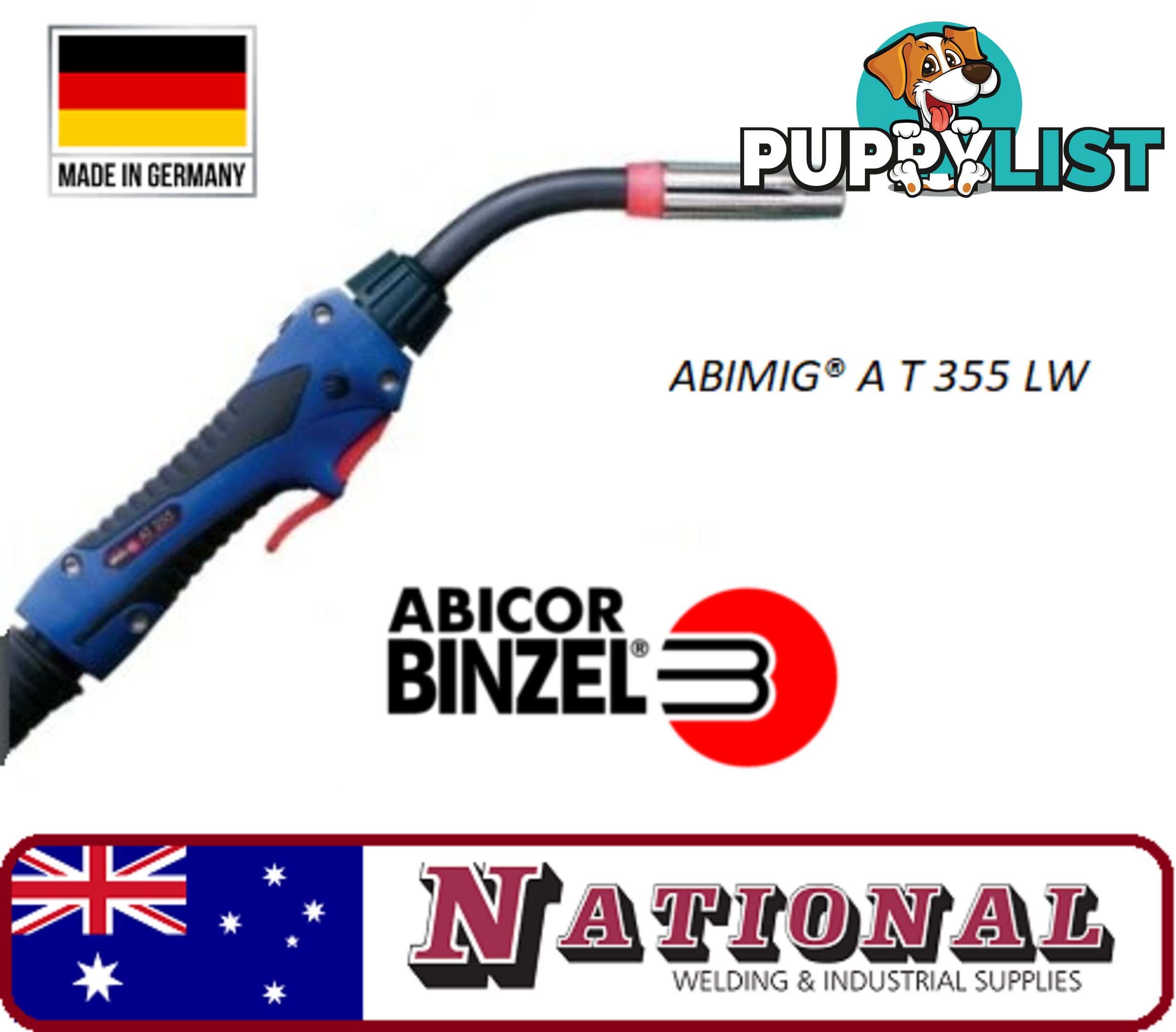 ABIMIGÂ® A T 355 LW MIG/MAG MIG Welding Torch 4 Metres Binzel 014.H391.1