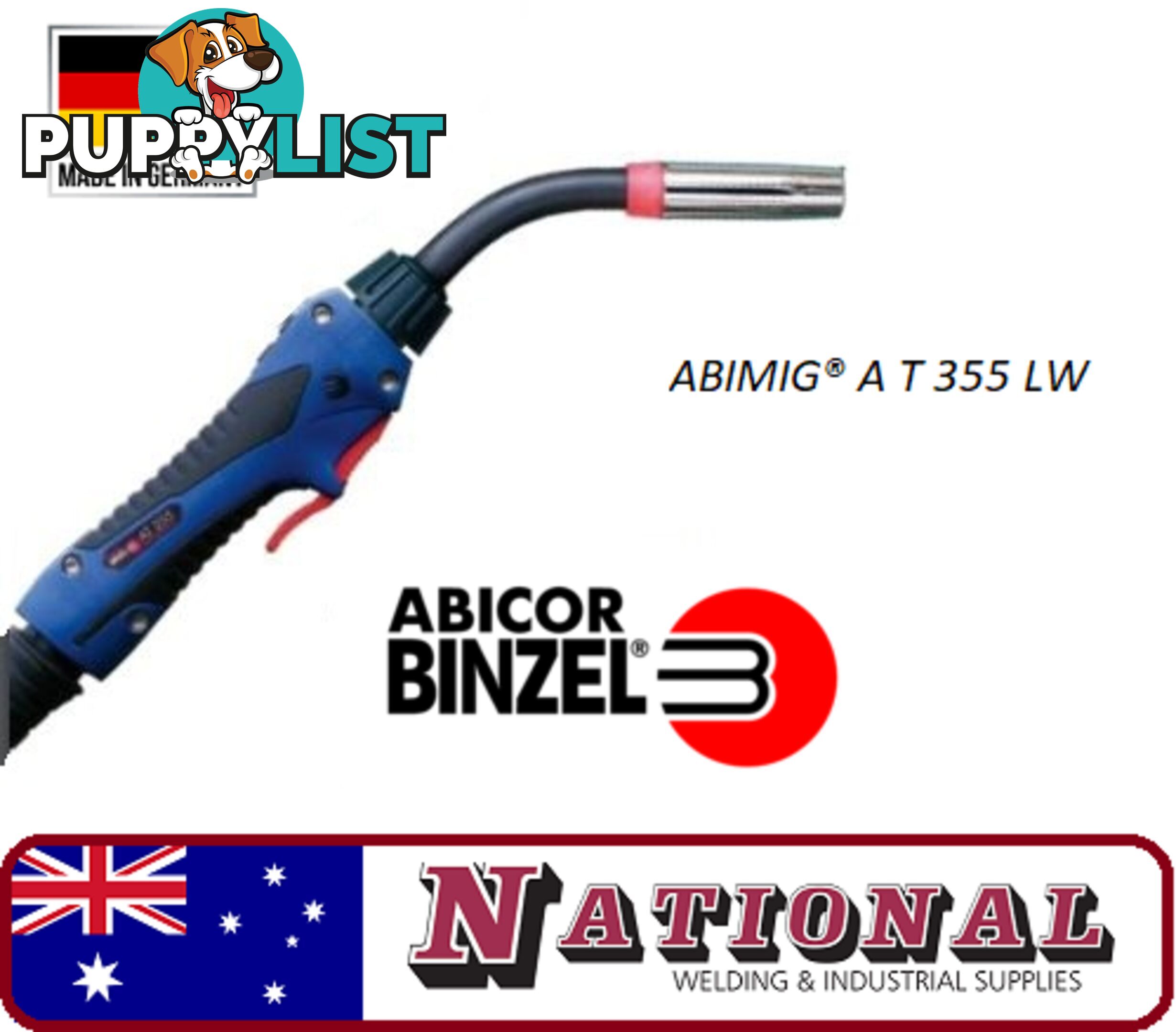 ABIMIGÂ® A T 355 LW MIG/MAG MIG Welding Torch 4 Metres Binzel 014.H391.1