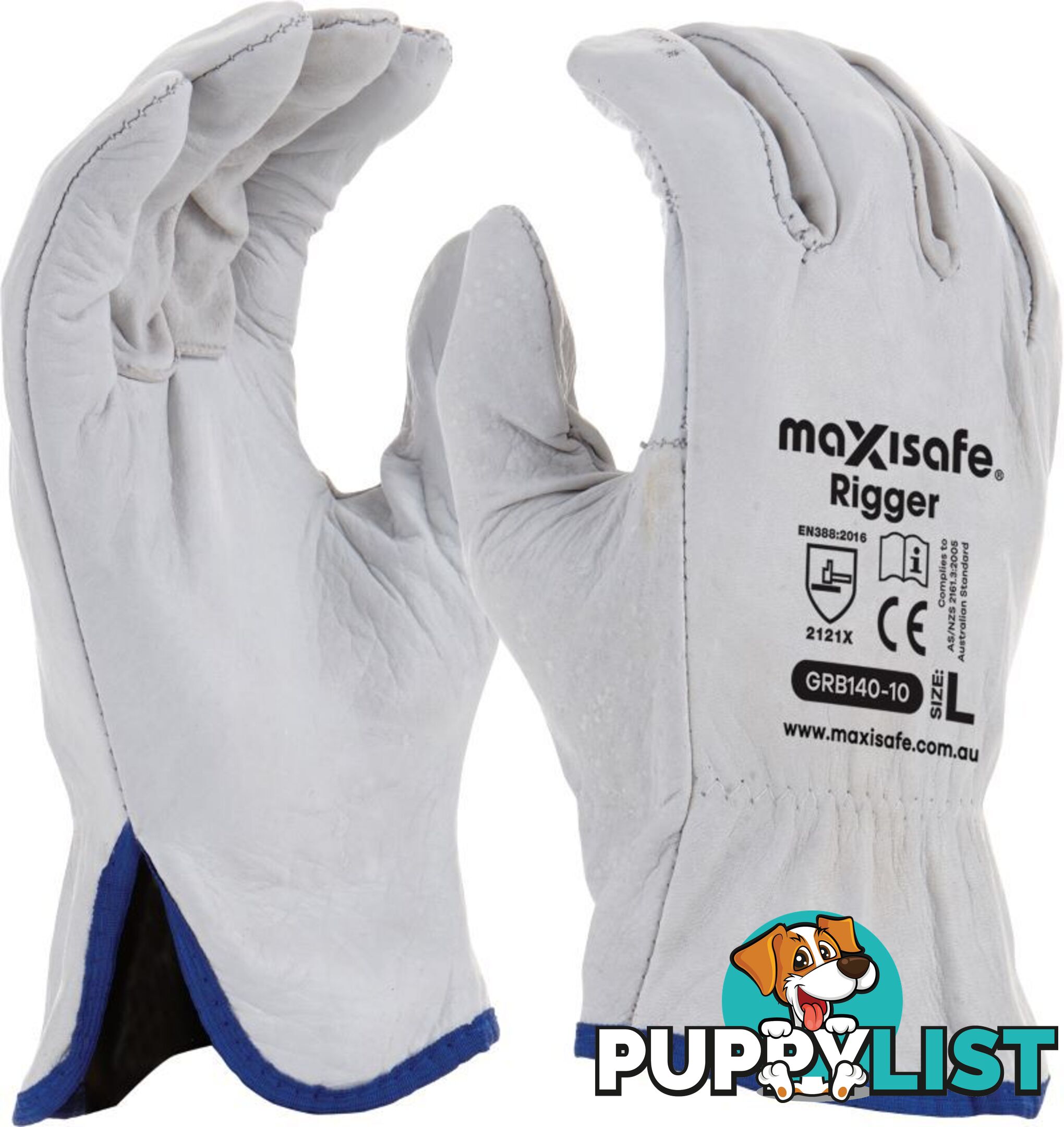 X-Large Rigger Gloves Full Cow Grain Leather Maxisafe GRB140-11