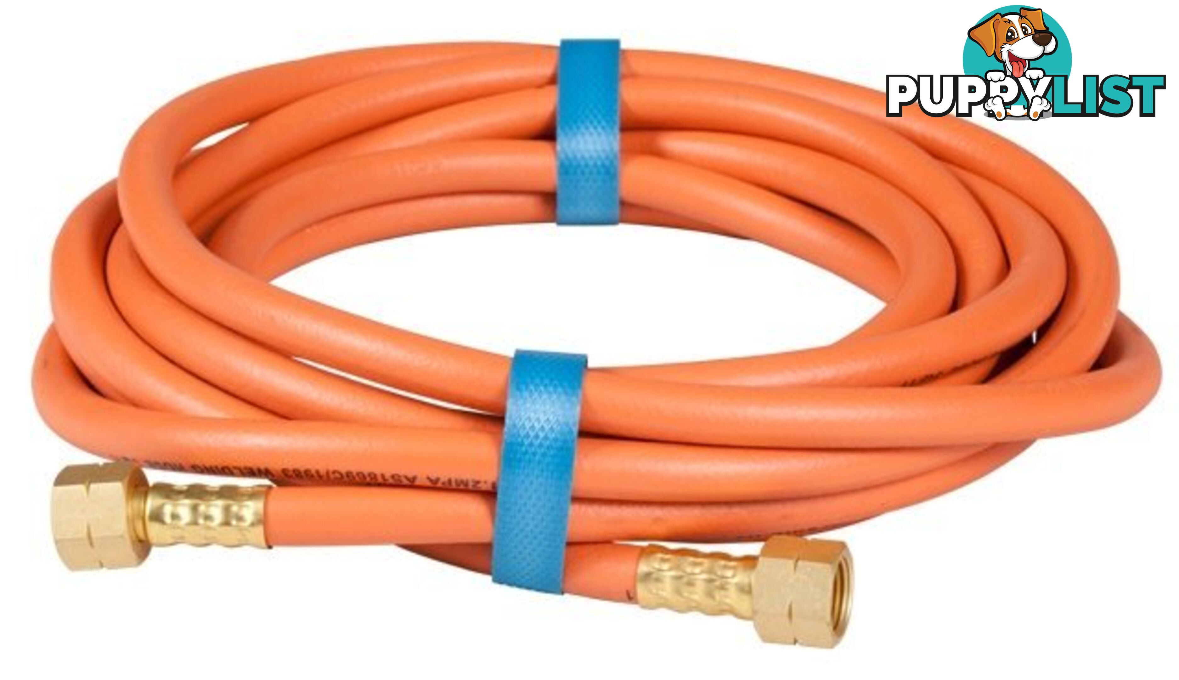 LPG Single Hose Set 10 Meters (5mm ID Orange) 5/8 Female LH Fittings 4-SLP10M