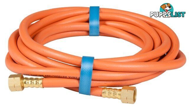 LPG Single Hose Set 10 Meters (5mm ID Orange) 5/8 Female LH Fittings 4-SLP10M