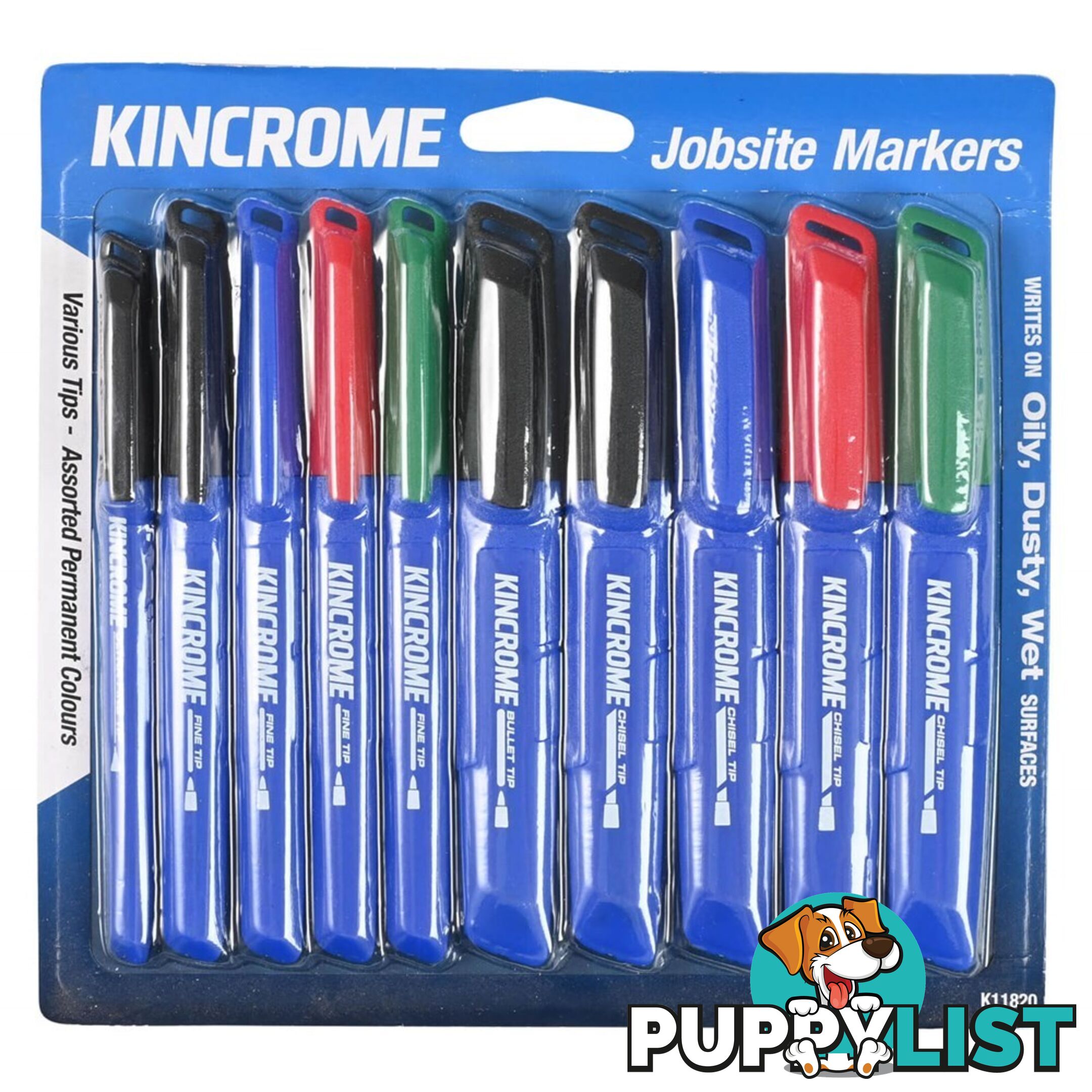 Permanent Marker Starter Pack 10 Piece Assorted Colours Kincrome K11820