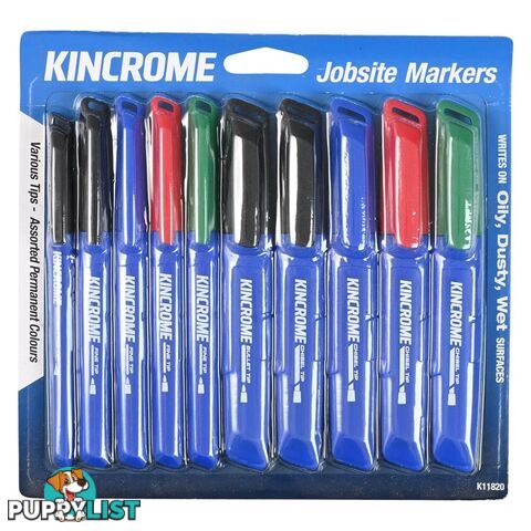 Permanent Marker Starter Pack 10 Piece Assorted Colours Kincrome K11820