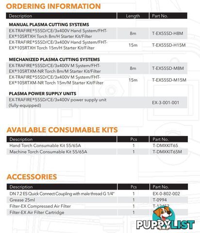 Plasma Cutter 55SD With 8 Metre Hand Held Torch Ex-Trafire EX55SD-H8M