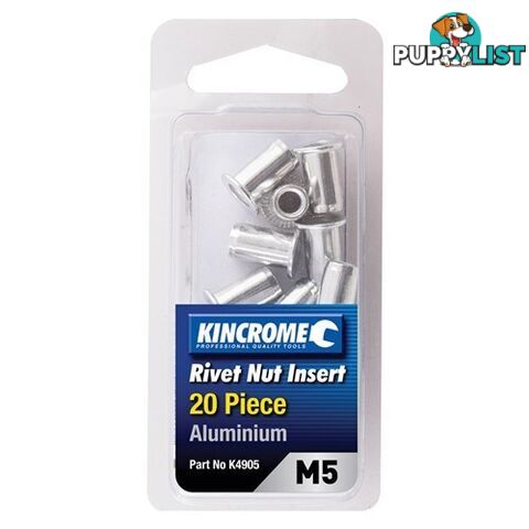 Rivet Nut Insert M5 (Aluminium) - 20 Pack Kincrome K4905