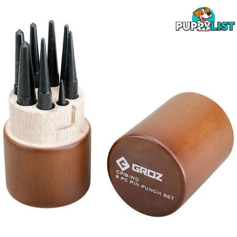 Centre Punch Set 8 Piece In Round Wooden Case Groz GZ-25120