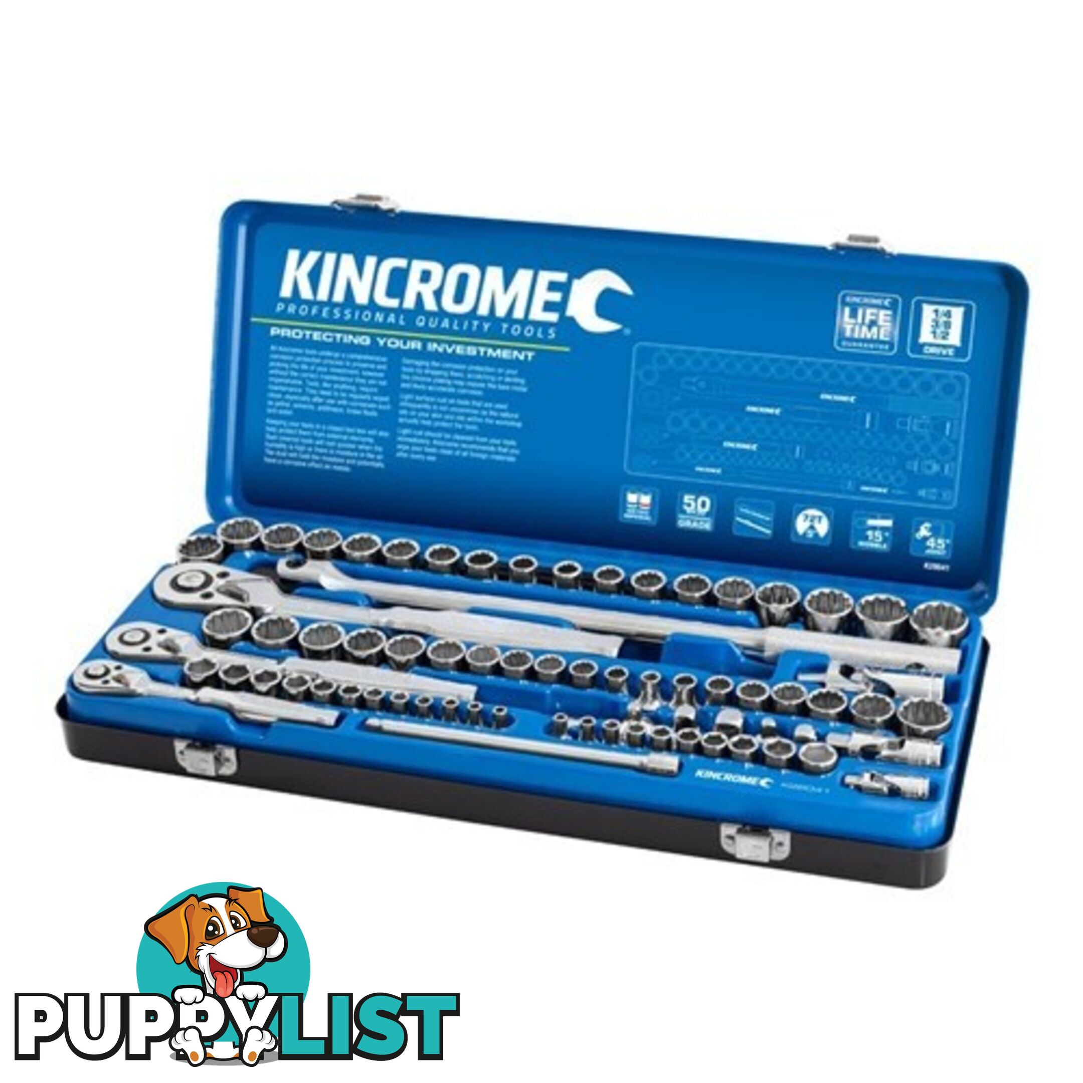 Socket Set 74 Piece 1/4, 3/8 & 1/2" Drive - Metric & Imperial kincrome K28041