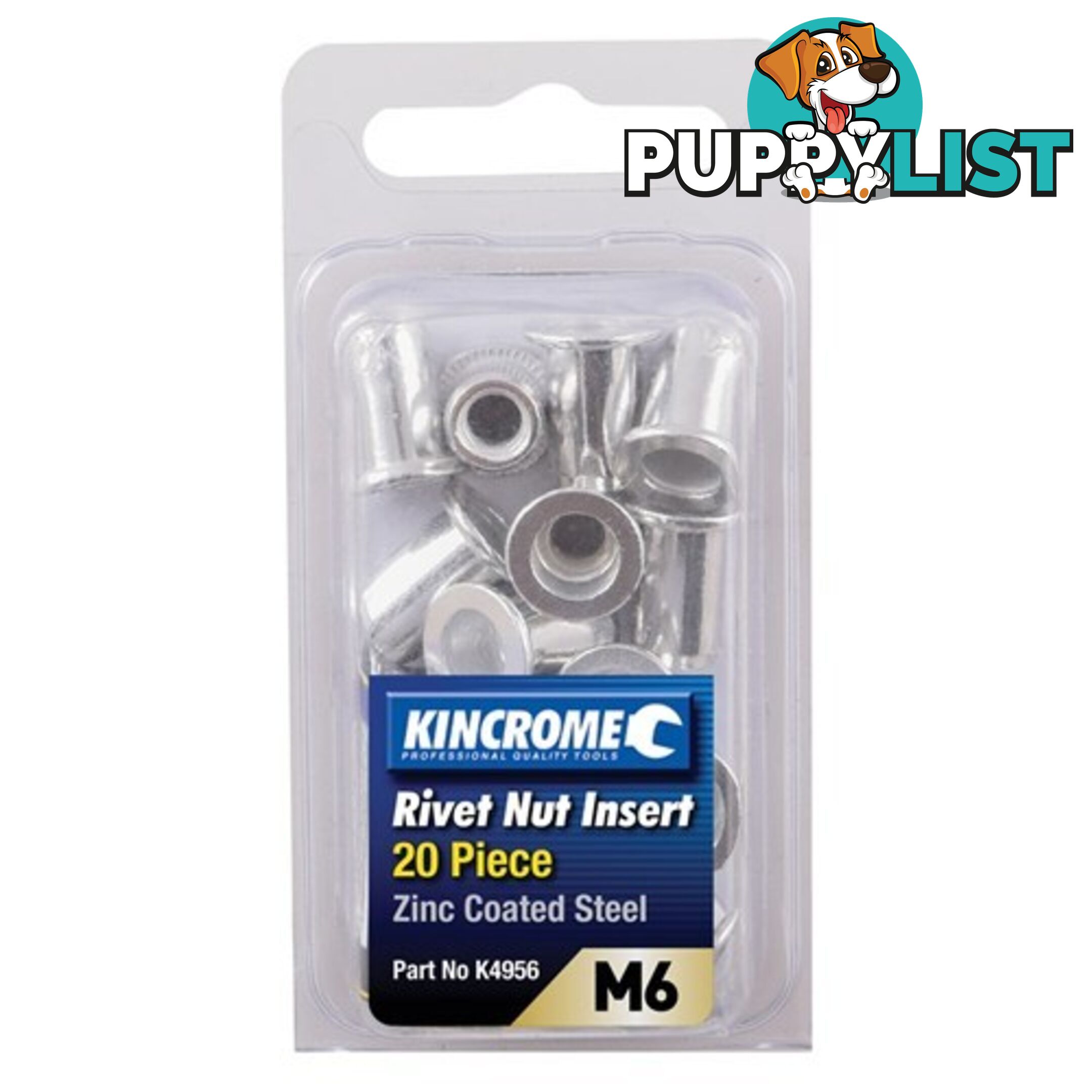 Rivet Nut Insert M6 (Zinc Coated Steel) - 20 Pack Kincrome K4956