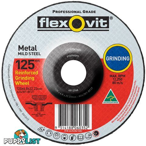 Grinding Wheel Mild Steel 125 x 6.8 x 22.23mm Type 27 AO FlexOvit 66252841682