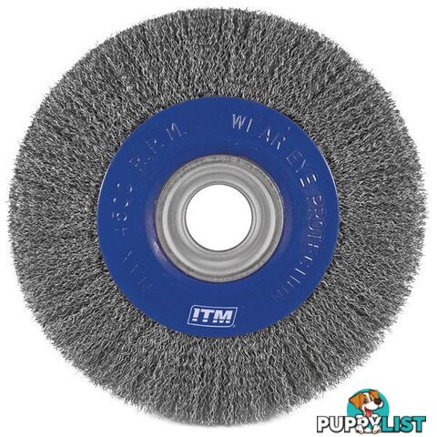 Crimp Wire Wheel Brush Steel 200mm X 25mm Multi Bore ITM TM7012-201