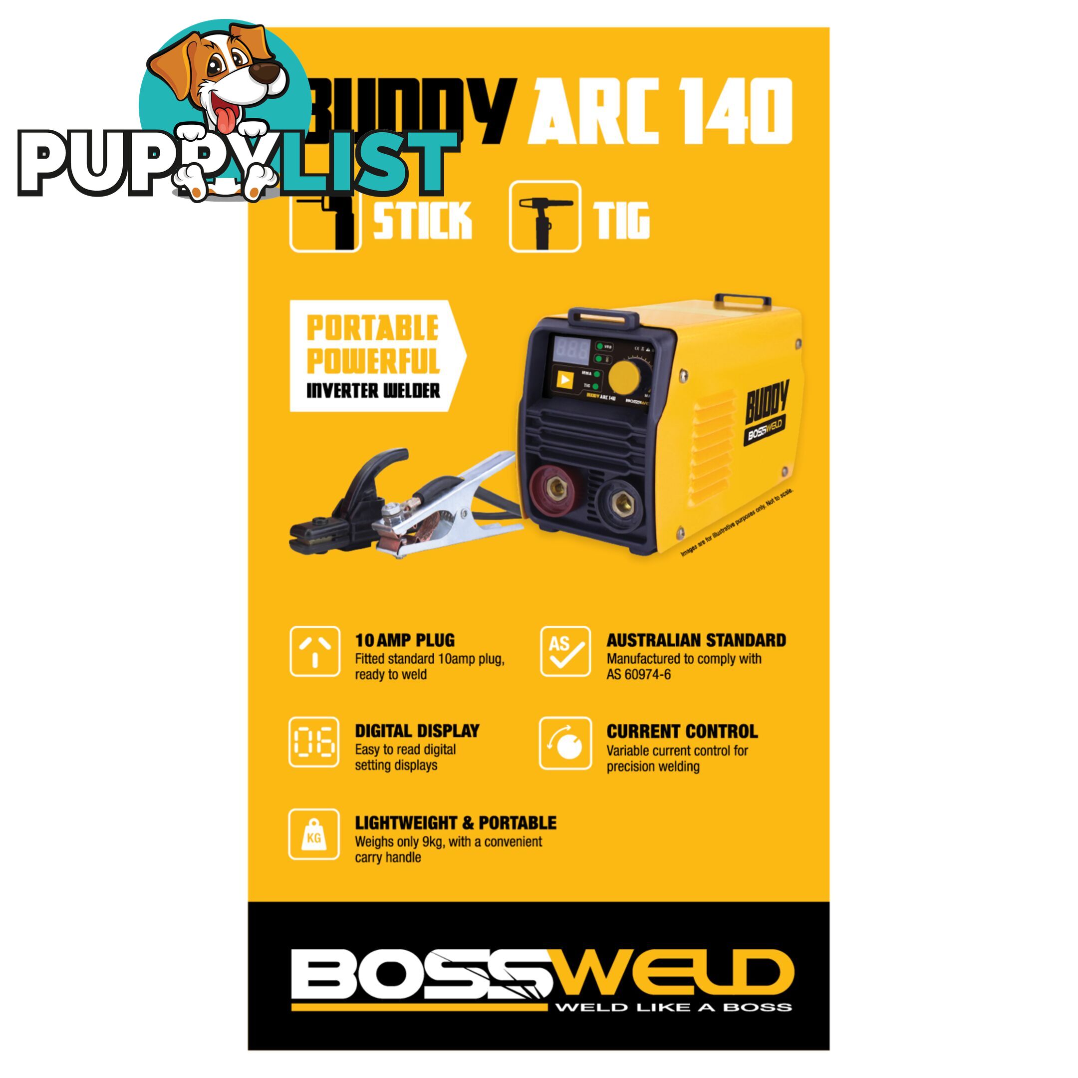 Buddy-Arc 140 Arc/ Lift Tig welder 240V 10Amp Bossweld 633110