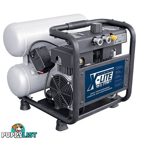 X-Lite Air Compressor Silent 1Hp Aluminium Twin Tank 10L Fad 62L/Min ITM TM350-10010