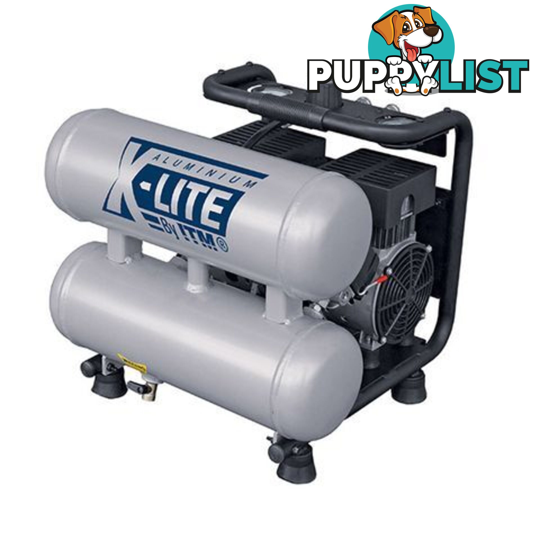 X-Lite Air Compressor Silent 1Hp Aluminium Twin Tank 10L Fad 62L/Min ITM TM350-10010