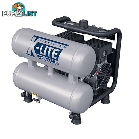 X-Lite Air Compressor Silent 1Hp Aluminium Twin Tank 10L Fad 62L/Min ITM TM350-10010