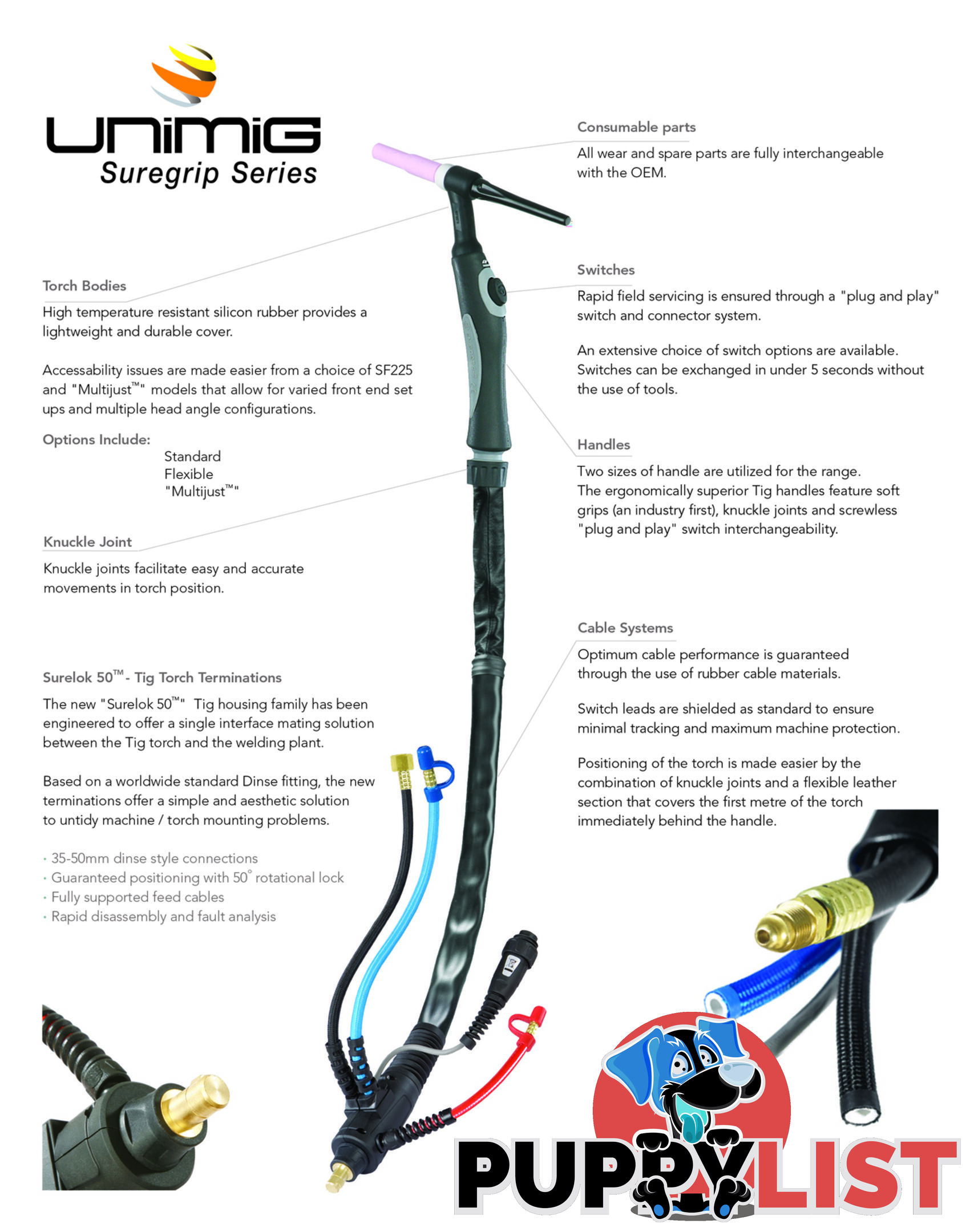 8 Metres Water Cooled TIG Torch SR-18-8MCP50-5Pin-Connect