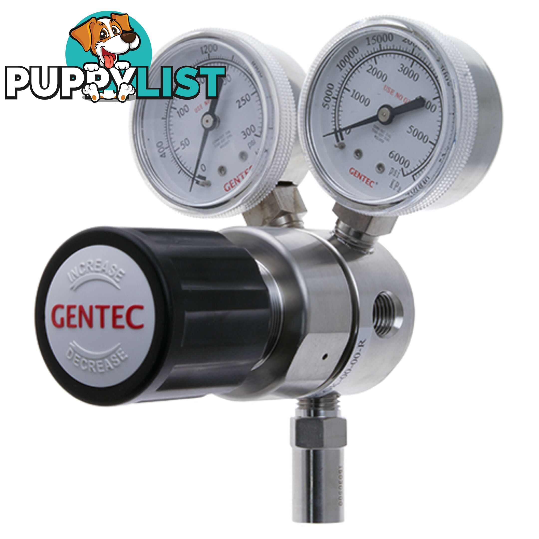 Gentec 1S Regulator 6.0 Purity Stainless Steel In: 20,000 kPa Out: 170 kPa