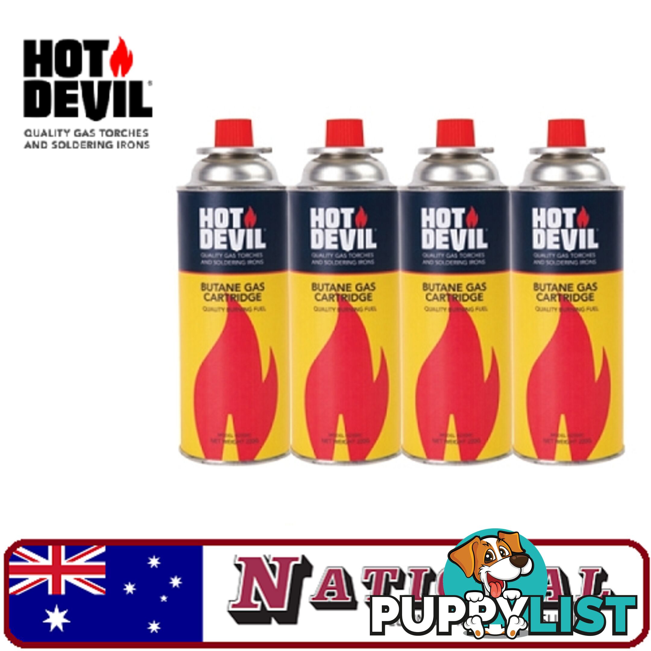 Butane Gas Canisters Hot Devil HD200C - 4 Pack