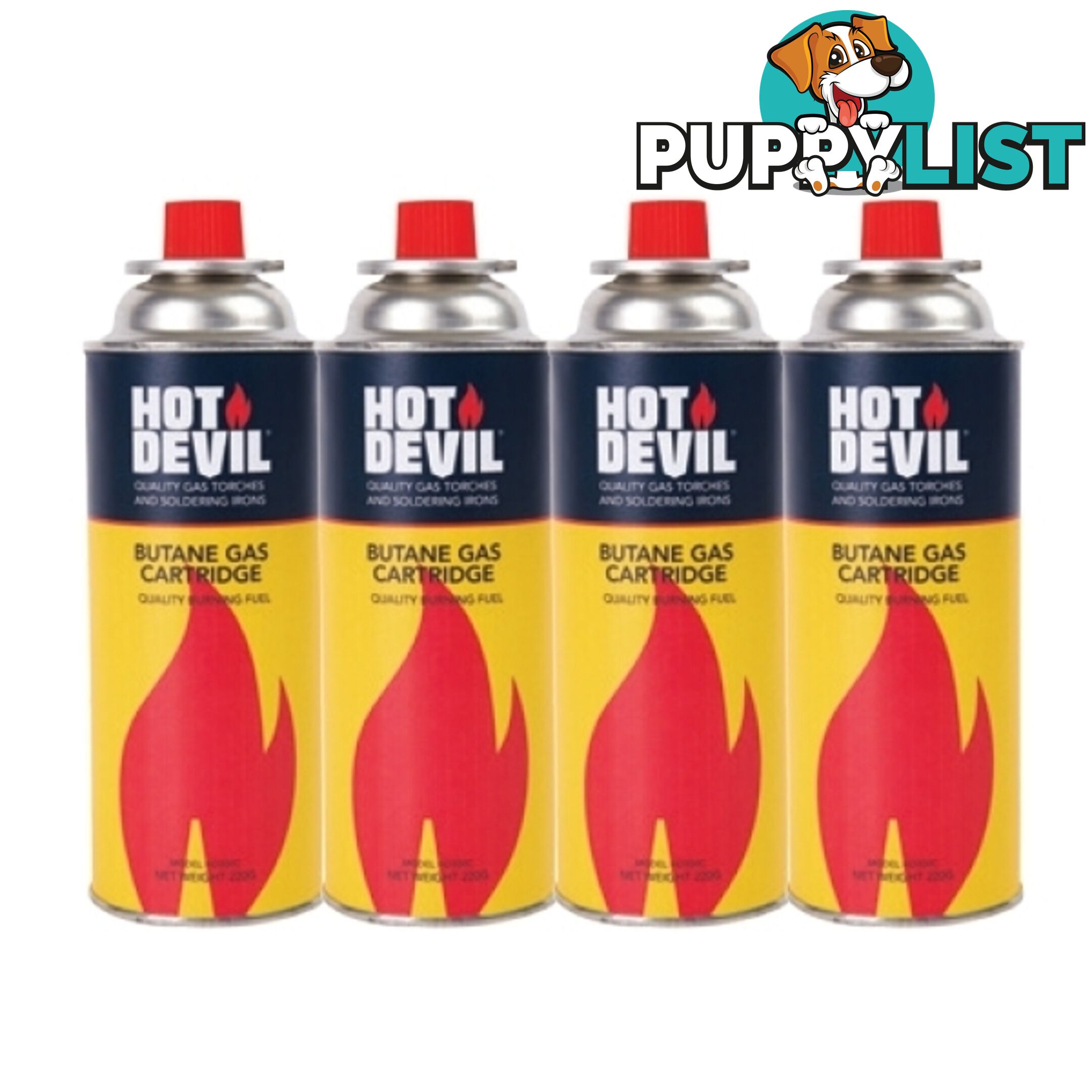 Butane Gas Canisters Hot Devil HD200C - 4 Pack