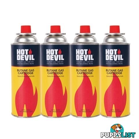 Butane Gas Canisters Hot Devil HD200C - 4 Pack