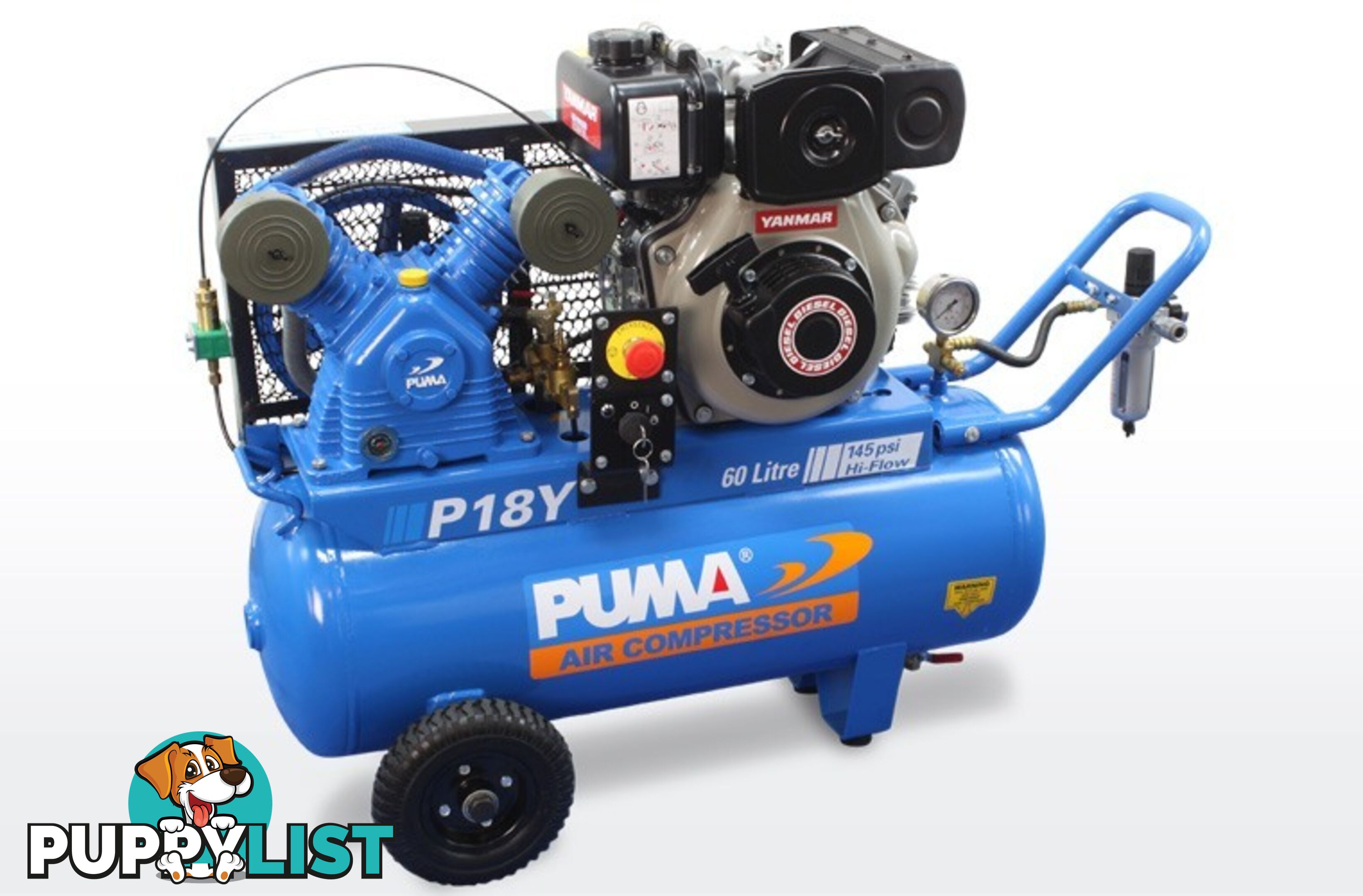 Air Compressor Electric Start Yanmar Diesel 60 Litres Puma PU P18Y ES