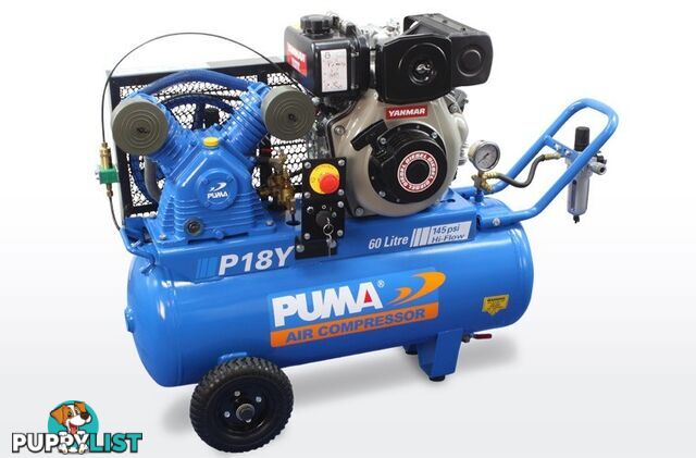 Air Compressor Electric Start Yanmar Diesel 60 Litres Puma PU P18Y ES